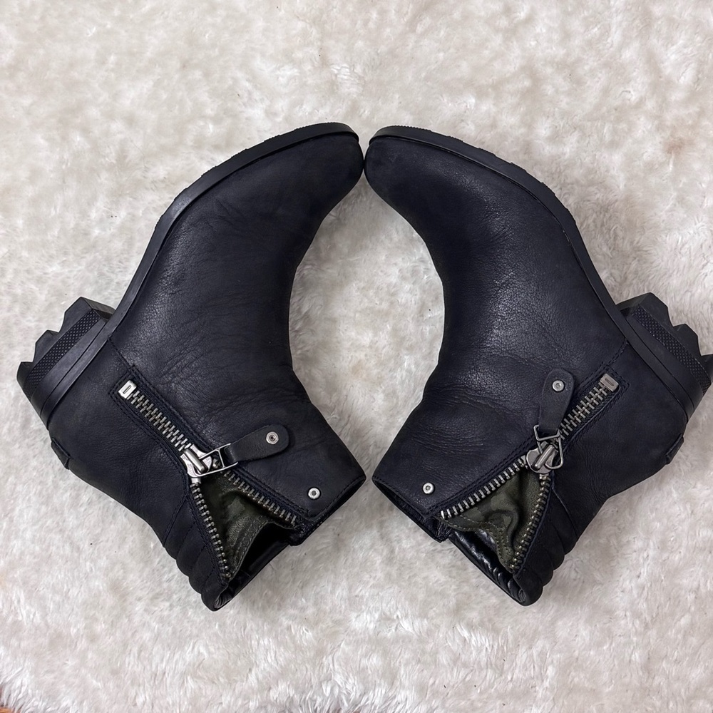 Sorel Danica Waterproof Black Leather Ankle Booties Ss 8 - Picture 3 of 13